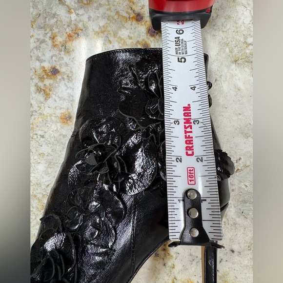 Zara Collection 3D Floral Ankle Boots Black Leather High Heel Stiletto Glam Sz 5 - Picture 9 of 13